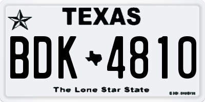 TX license plate BDK4810
