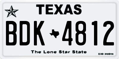 TX license plate BDK4812