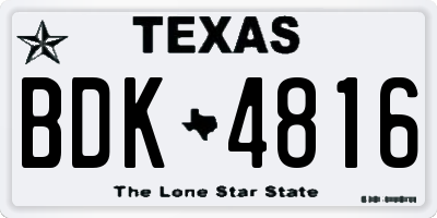 TX license plate BDK4816