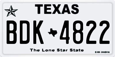 TX license plate BDK4822