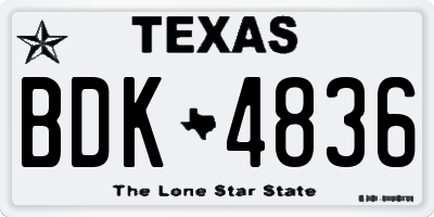 TX license plate BDK4836