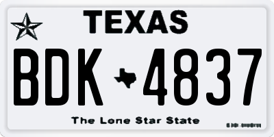 TX license plate BDK4837