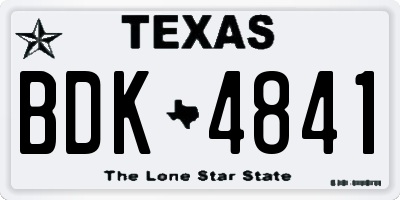 TX license plate BDK4841