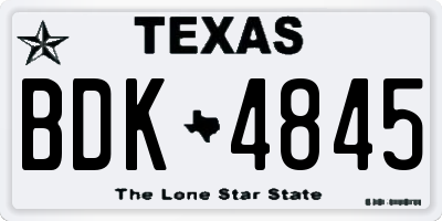 TX license plate BDK4845