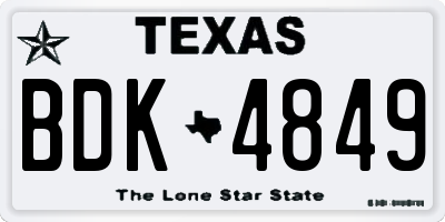 TX license plate BDK4849
