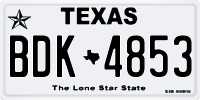 TX license plate BDK4853
