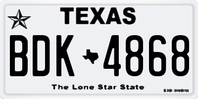 TX license plate BDK4868