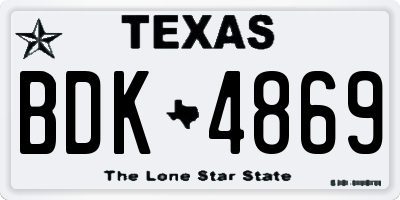 TX license plate BDK4869