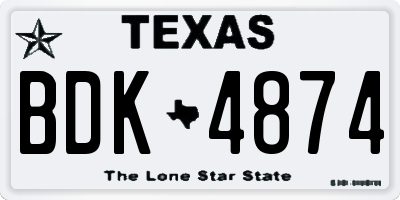 TX license plate BDK4874