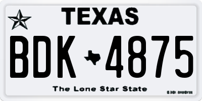 TX license plate BDK4875