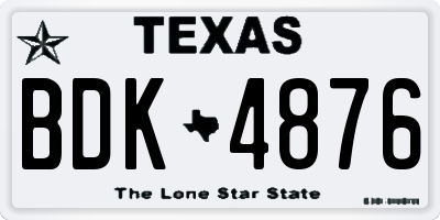TX license plate BDK4876