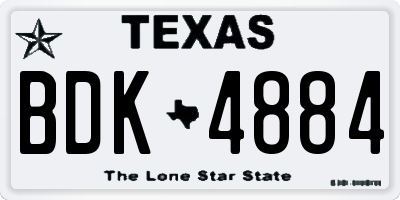 TX license plate BDK4884