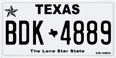 TX license plate BDK4889