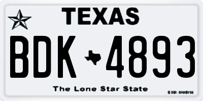 TX license plate BDK4893