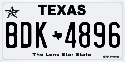 TX license plate BDK4896