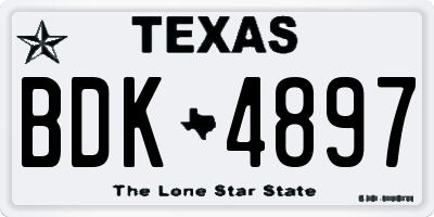 TX license plate BDK4897