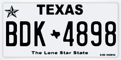 TX license plate BDK4898