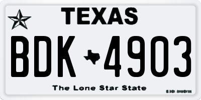 TX license plate BDK4903