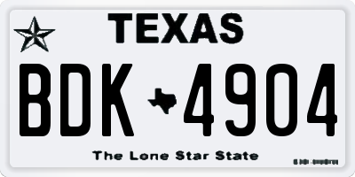 TX license plate BDK4904