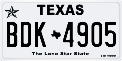 TX license plate BDK4905