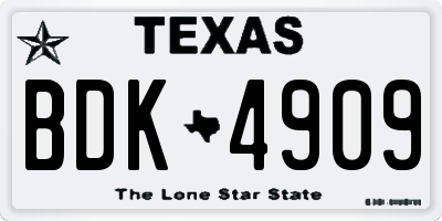 TX license plate BDK4909