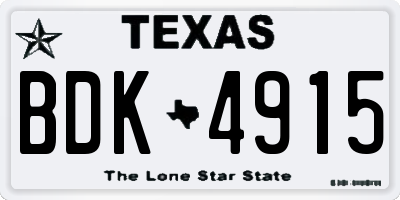 TX license plate BDK4915
