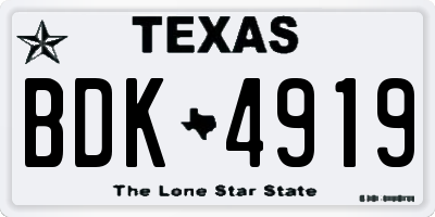 TX license plate BDK4919