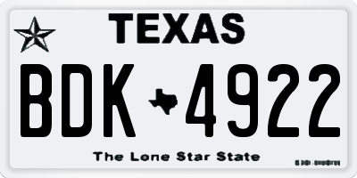 TX license plate BDK4922
