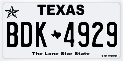 TX license plate BDK4929