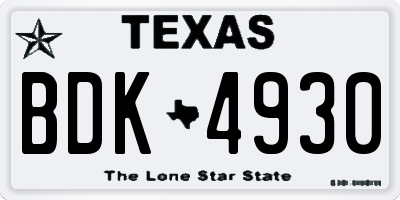 TX license plate BDK4930