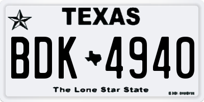 TX license plate BDK4940