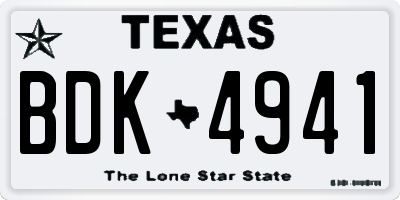 TX license plate BDK4941