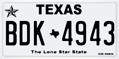 TX license plate BDK4943