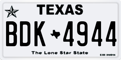 TX license plate BDK4944