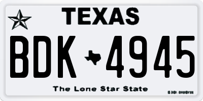 TX license plate BDK4945
