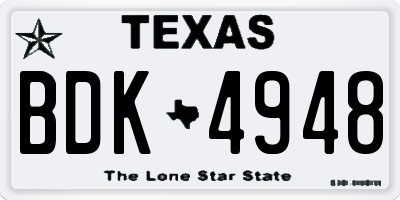 TX license plate BDK4948