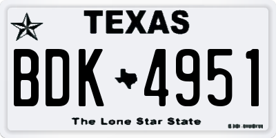 TX license plate BDK4951