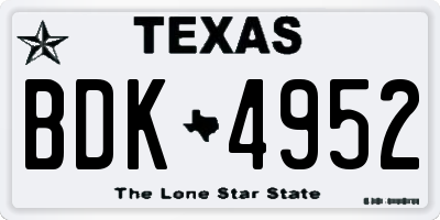 TX license plate BDK4952