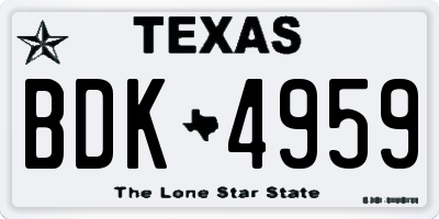 TX license plate BDK4959
