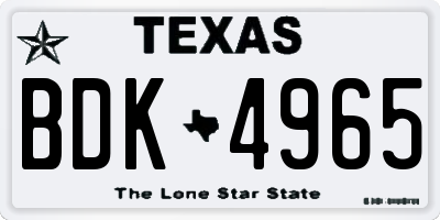 TX license plate BDK4965