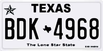 TX license plate BDK4968