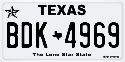 TX license plate BDK4969
