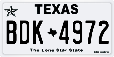 TX license plate BDK4972