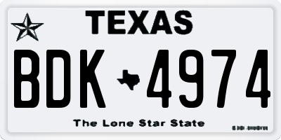 TX license plate BDK4974