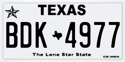 TX license plate BDK4977