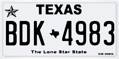 TX license plate BDK4983