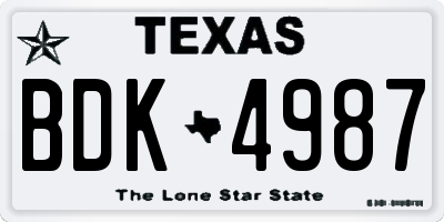 TX license plate BDK4987
