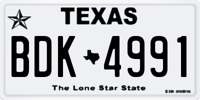 TX license plate BDK4991