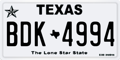 TX license plate BDK4994