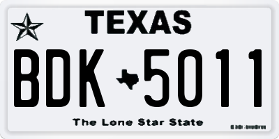 TX license plate BDK5011